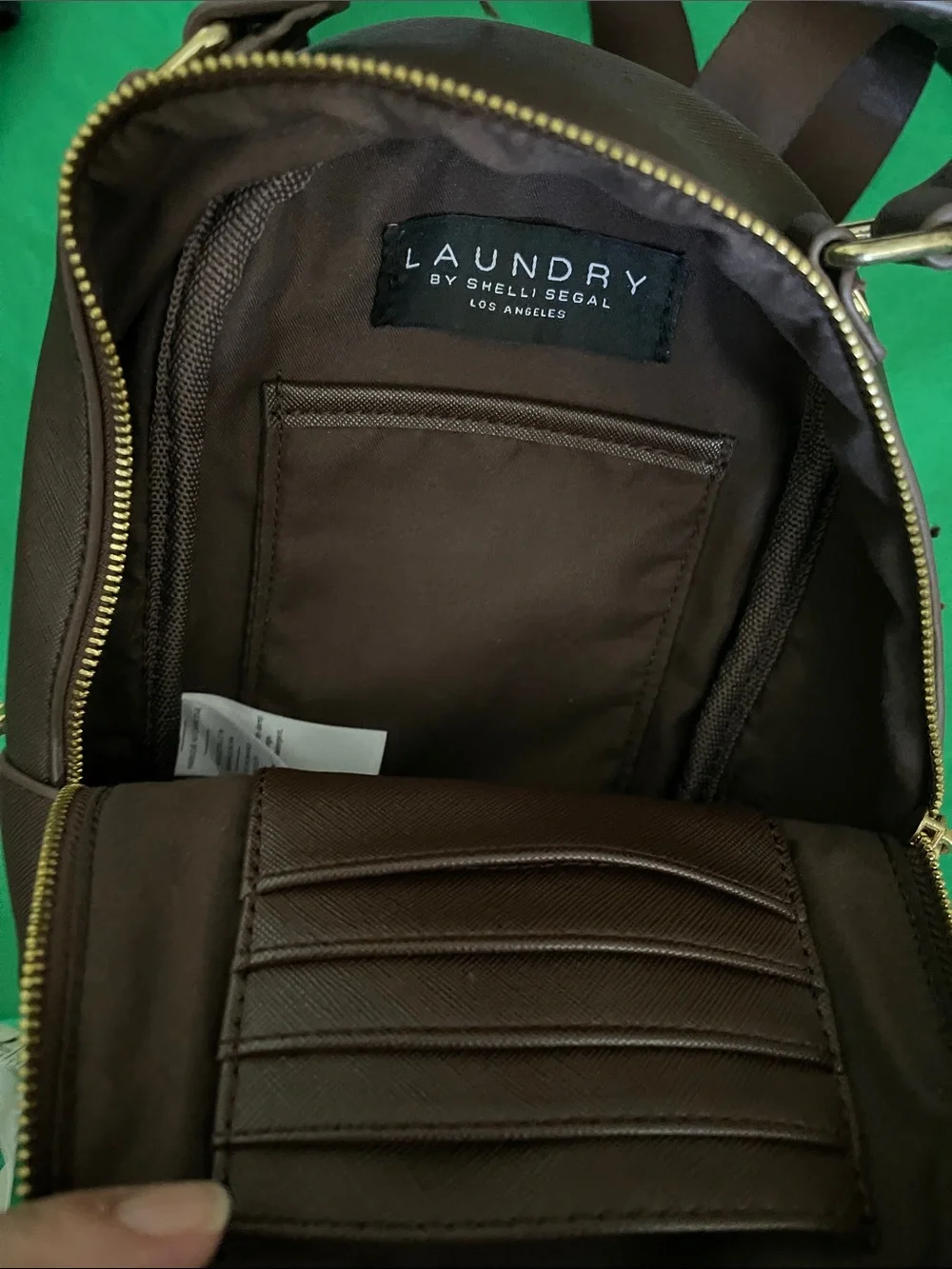 Laundry By Shelli Segal Men's Dark Brown Backpack with Gold Hardware